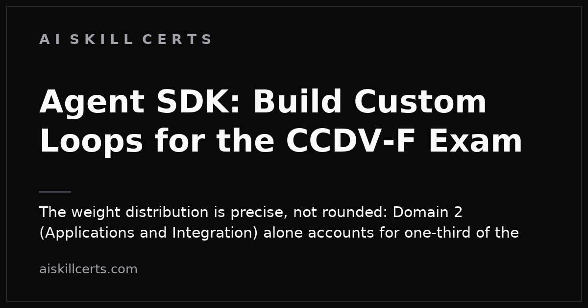 Agent SDK: Build Custom Loops for the CCDV-F Exam