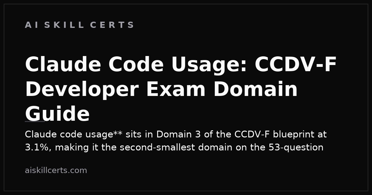 Claude Code Usage: CCDV-F Developer Exam Domain Guide